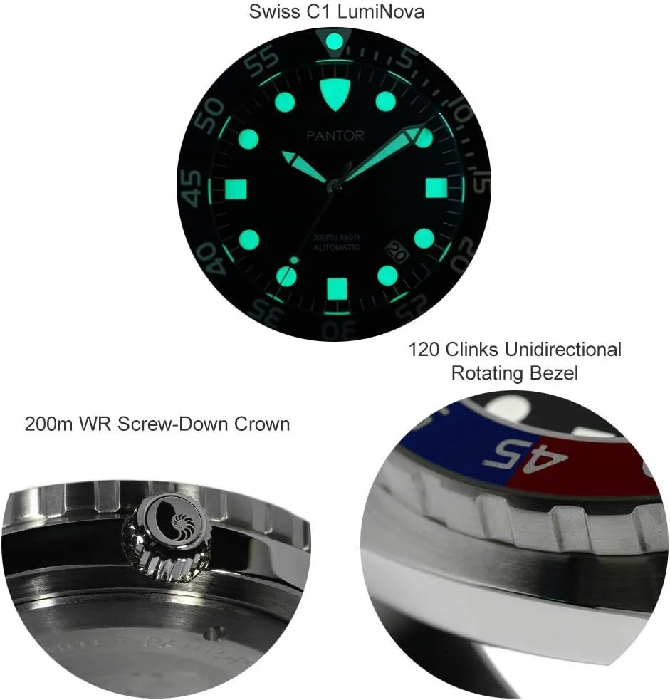 Dive Watch - 200m Automatic Watches for Men with Rubber Strap_Nautilus Diver Watches