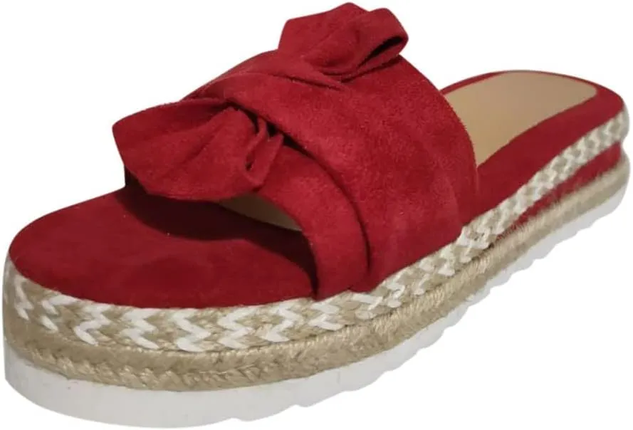 Eduavar Espadrille Sandals for Women, Platform Sandals Women Chunky Heel Dressy Summer Open Toe Sandals Bow Tie Wedge Sandals