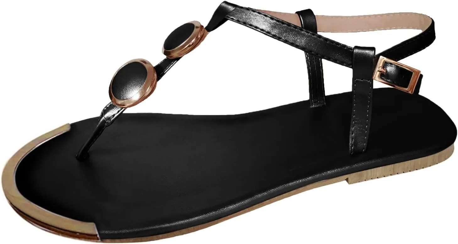 Eduavar Sandals for Women Casual Summer, Womens Sandals Casual Summer Comfortable Roman Flip Flops Flat Sandals with Strap