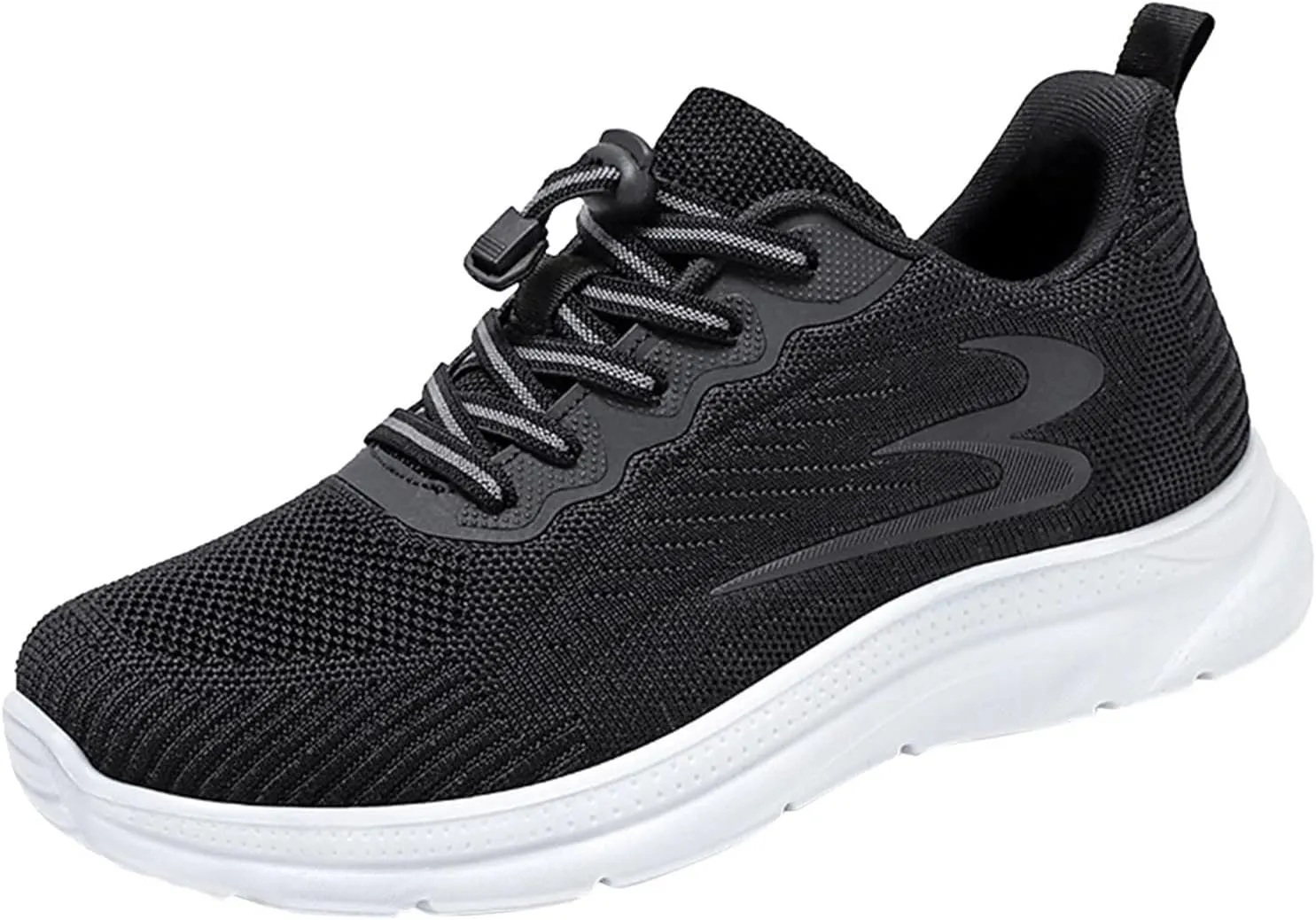 Elegant Women's Pumps and Breathable Fly Woven Casual Trainers Shoes Lightweight Comfortable Summer Footwear with Elastic Straps in Black (6 UK Black)