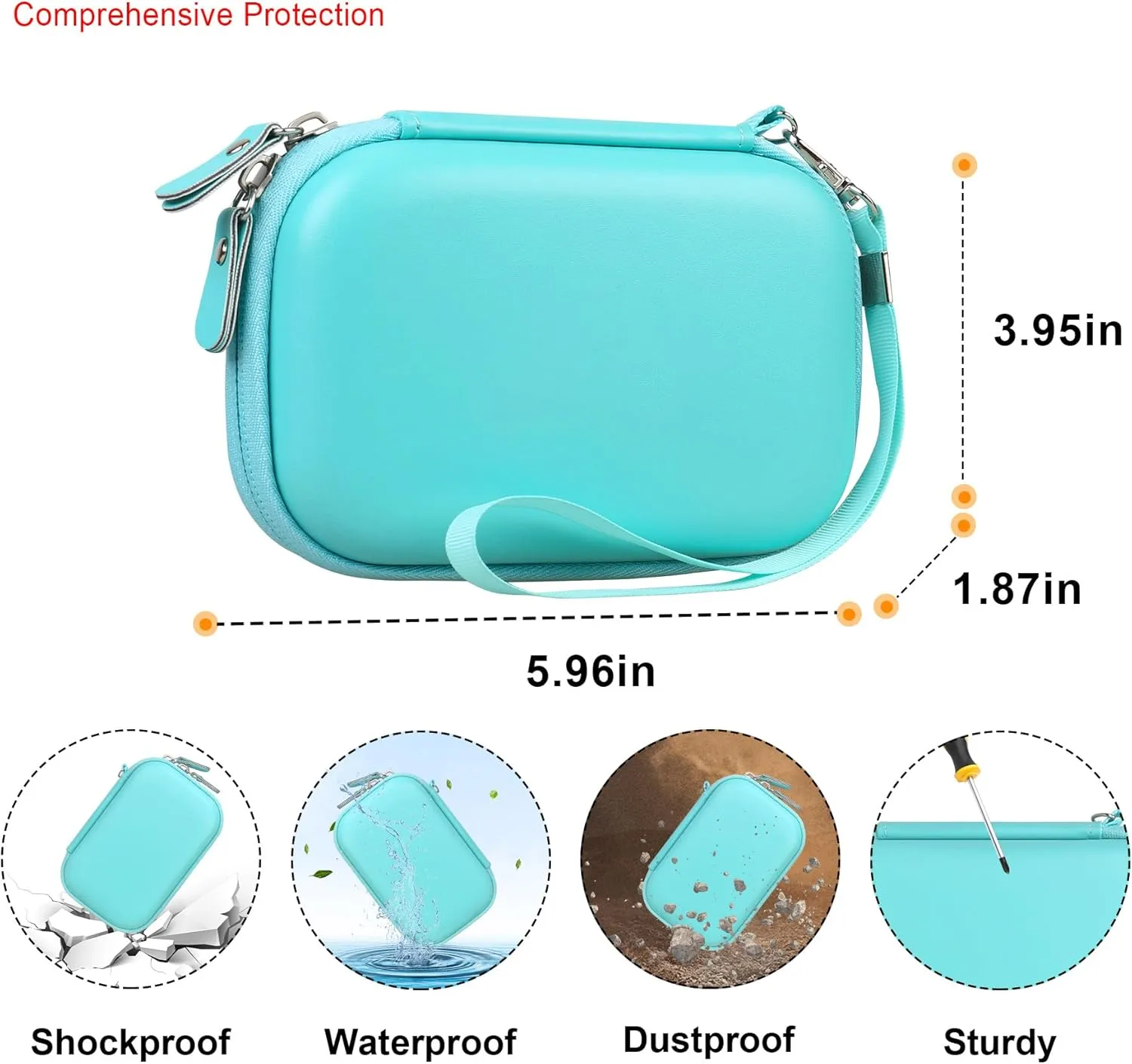 Elonbo Carrying Case for Canon Ivy 2 Mini/Canon Ivy Mini Photo Printer, Portable Bluetooth Instant Camera Printer Storage Holder Trave Bag, Mesh Bag fits Photo Paper Cable, Green Green