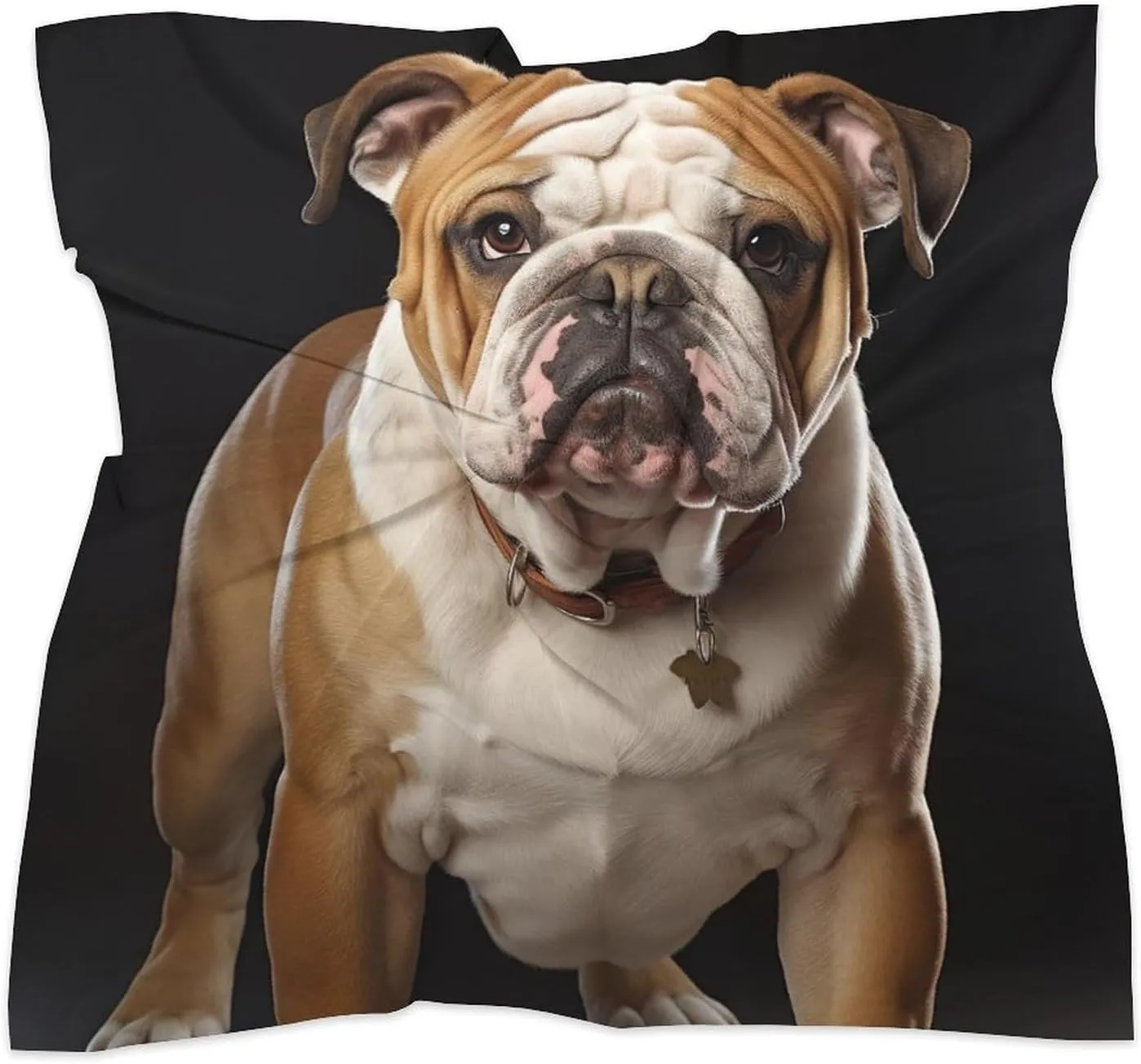 English Bulldog Head Scarf Like Silk Scarf Lightweight Fashion Satin Hair Bandanas for Women Boho Headscarf Hair Wrap Bandana Headband Handkerchief Silk Scarves for Bag Purse Neck 18 Inch