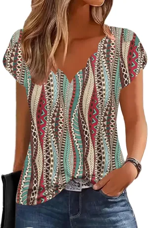 ETCYY Womens Tops Petal Short Sleeve Shirts Spring 2025 Fashion Summer Casual V Neck T Shirt Floral Solid Blouse Tunics