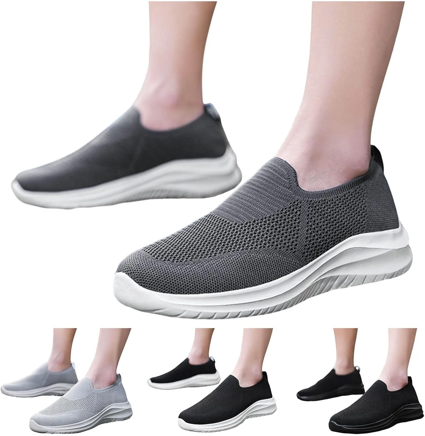 Fashion Lightweight Sneakers for Men Lightweight Sport Gym Jogging Walking Sneaker Elastic Fly Woven Mesh Shoes
