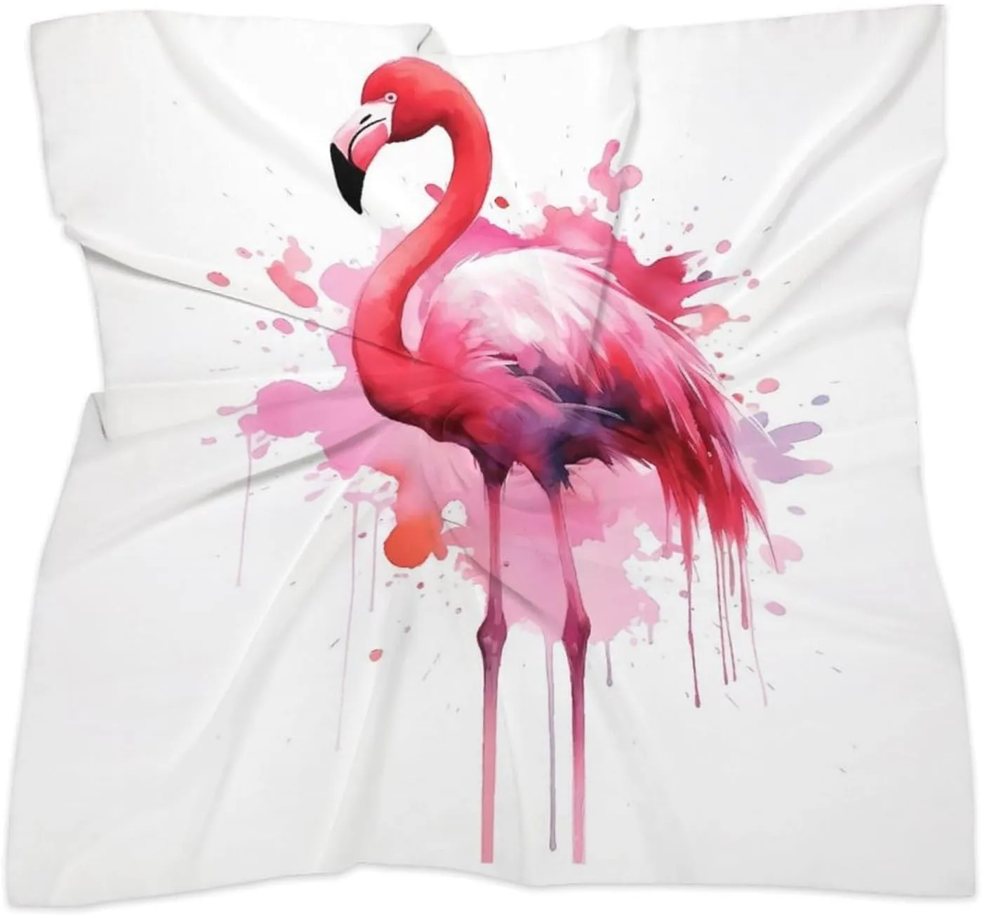 Flamingo Watercolor Head Scarf Like Silk Scarf Lightweight Fashion Satin Hair Bandanas for Women Boho Headscarf Hair Wrap Bandana Headband Handkerchief Silk Scarves for Bag Purse Neck 18 Inch
