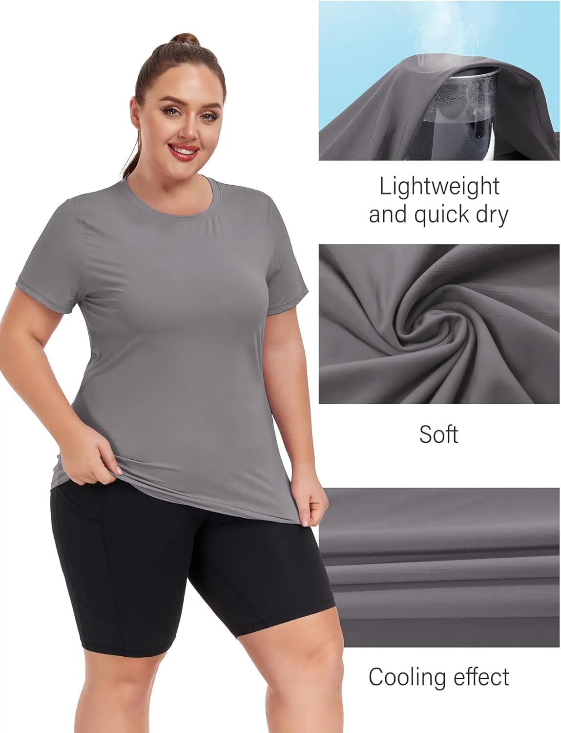FOREYOND Women's UPF 50  Sun Protection for Women Short Sleeve Rash Guard Quick Dry Sports T-Shirt Outdoor