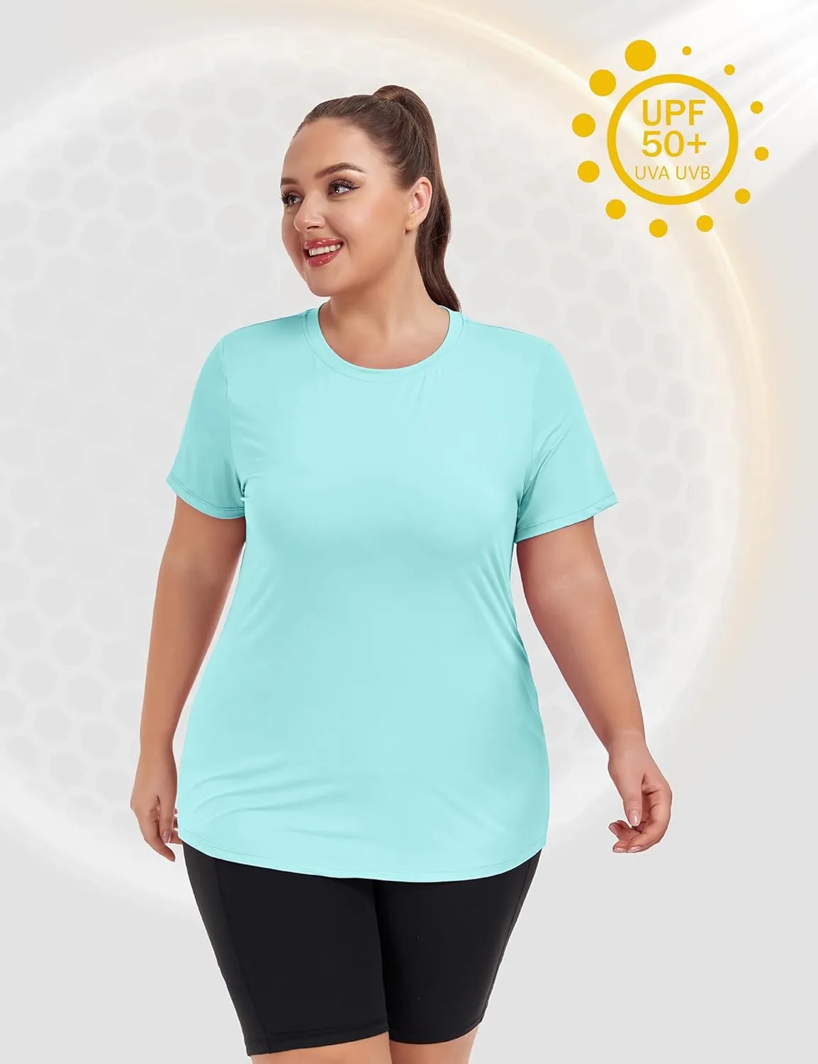 FOREYOND Women's UPF 50  Sun Protection for Women Short Sleeve Rash Guard Quick Dry Sports T-Shirt Outdoor