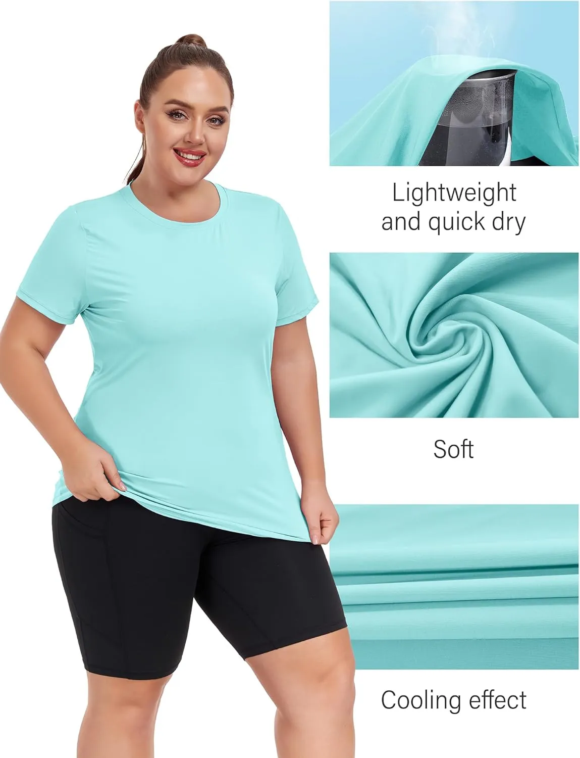 FOREYOND Women's UPF 50  Sun Protection for Women Short Sleeve Rash Guard Quick Dry Sports T-Shirt Outdoor