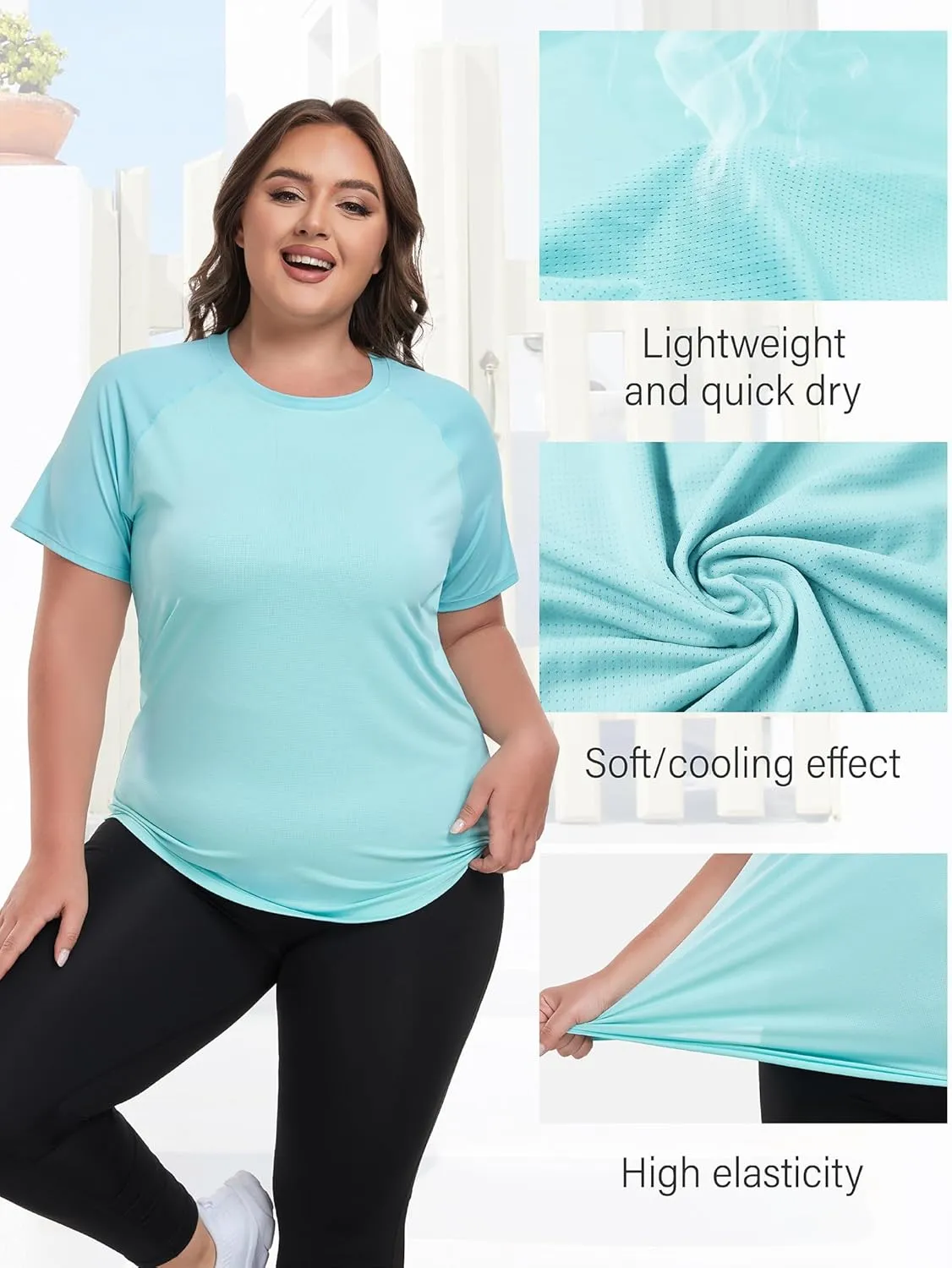 FOREYOND Women's UPF 50  Sun Protection for Women Short Sleeve Rash Guard Quick Dry Sports T-Shirt Outdoor