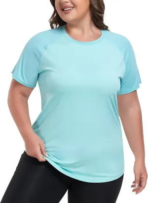 FOREYOND Women's UPF 50  Sun Protection for Women Short Sleeve Rash Guard Quick Dry Sports T-Shirt Outdoor