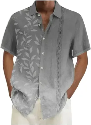 Formal Shirts for Men Men's Casual Cotton Linen Solid Color Short Sleeve Shirts Loose Mens Button Up Casual