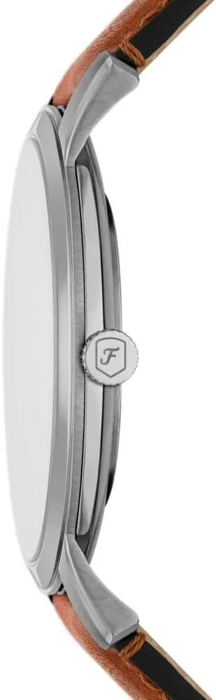 Fossil Men's Minimalist Quartz Stainless Steel and Leather Three-Hand Watch