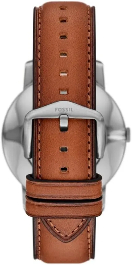 Fossil Men's Minimalist Quartz Stainless Steel and Leather Three-Hand Watch