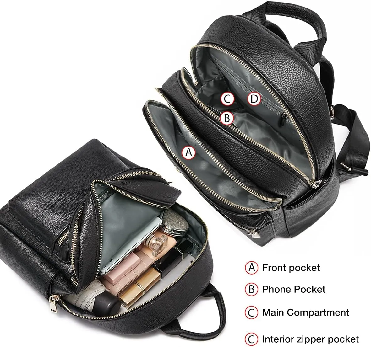 FOXLOVER Leather Backpacks for Women, Genuine Leather Womens Multipurpose Backpack Purses with Adjustable Shoulder Strap Real Leather Travel Bags Ladies Fashion Rucksack