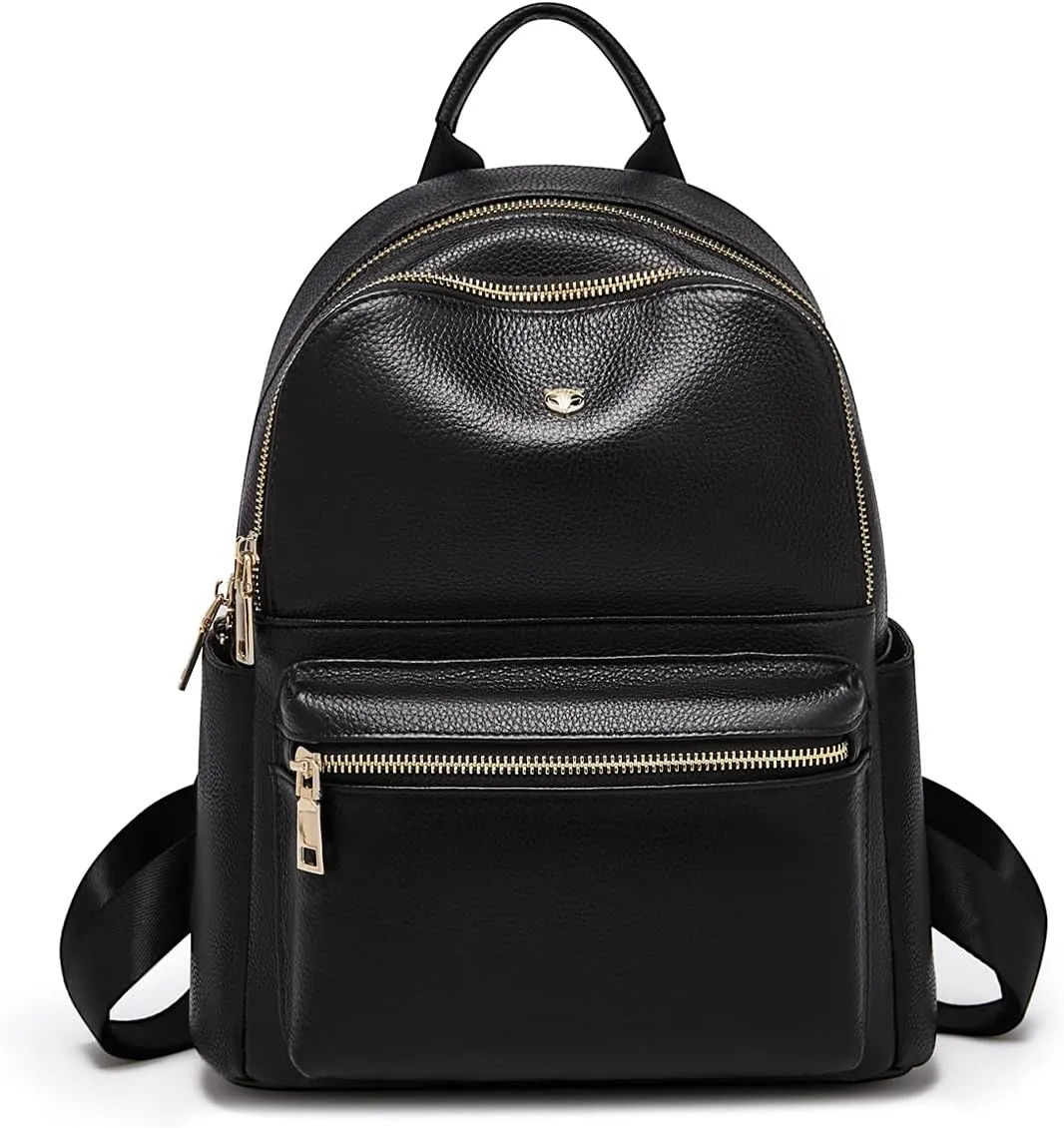 FOXLOVER Leather Backpacks for Women, Genuine Leather Womens Multipurpose Backpack Purses with Adjustable Shoulder Strap Real Leather Travel Bags Ladies Fashion Rucksack
