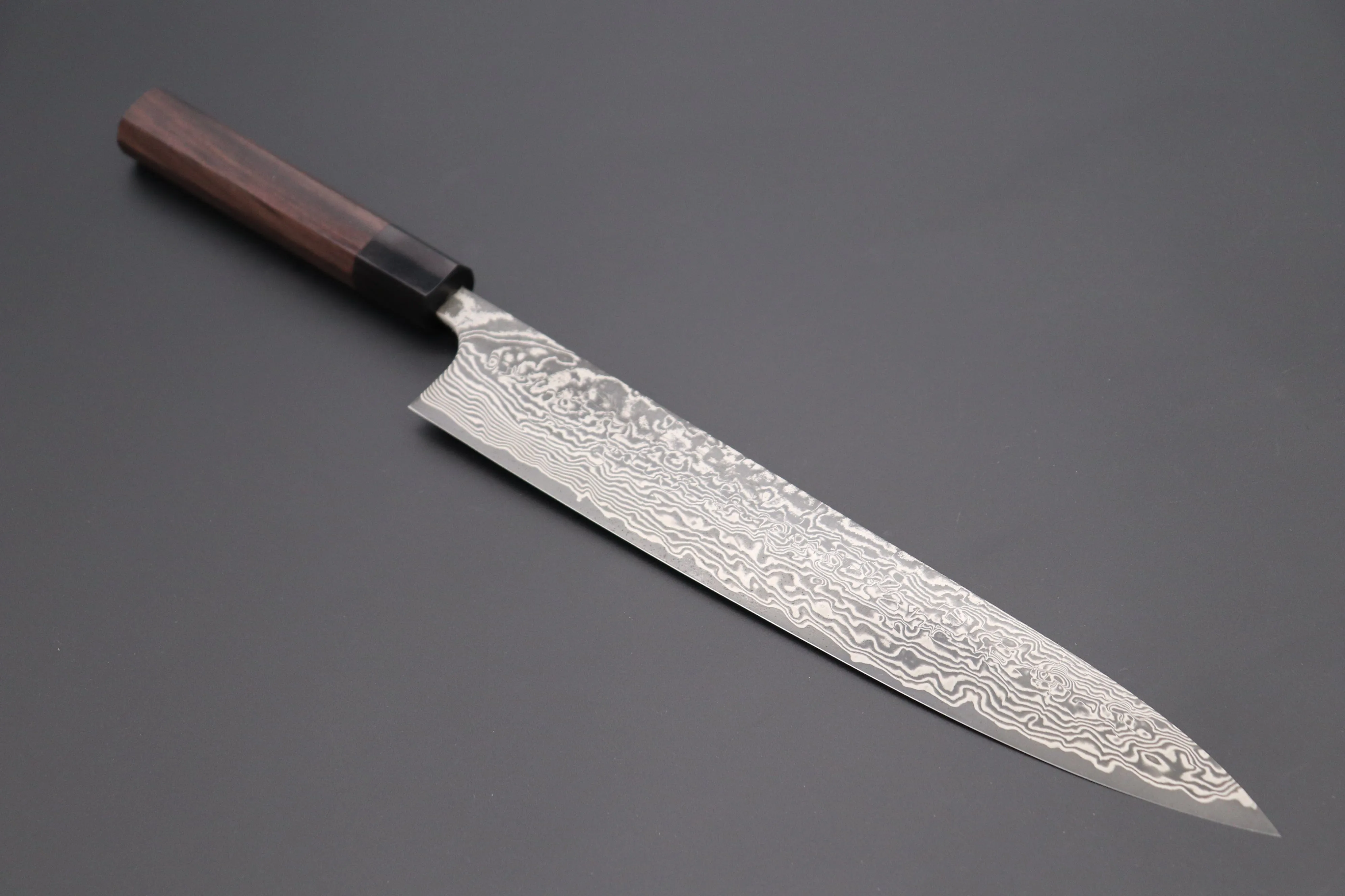 Fu-Rin-Ka-Zan R-2 Damascus Wa Series FRN-8 Wa Sujihiki 270mm (10.6 inch, Octagon Shaped Red-Sandalwood Handle)