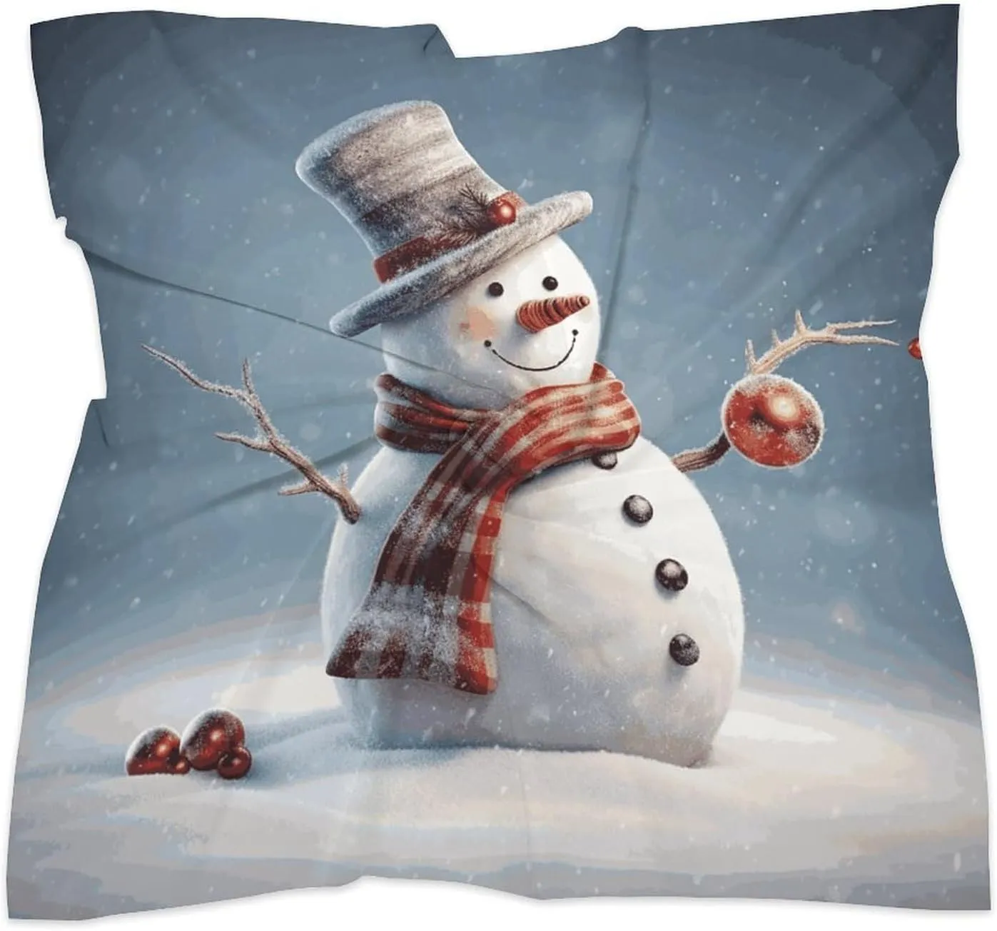 Funny Christmas Snowman Head Scarf Like Silk Scarf Lightweight Fashion Satin Hair Bandanas for Women Boho Headscarf Hair Wrap Bandana Headband Handkerchief Silk Scarves for Bag Purse Neck 18 Inch