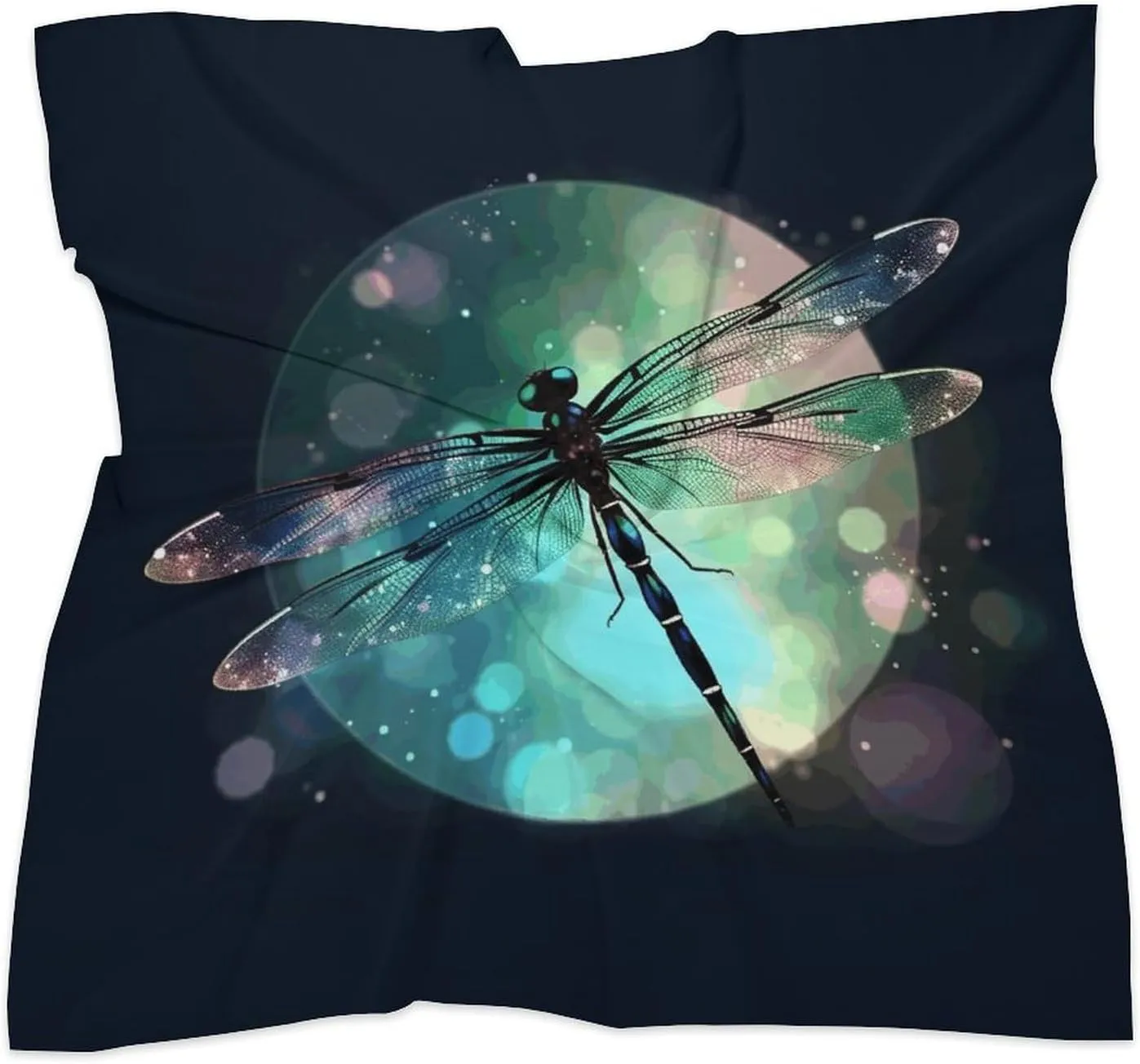 Galaxy Animal Dragonfly Head Scarf Like Silk Scarf Lightweight Fashion Satin Hair Bandanas for Women Boho Headscarf Hair Wrap Bandana Headband Handkerchief Silk Scarves for Bag Purse Neck 18 Inch