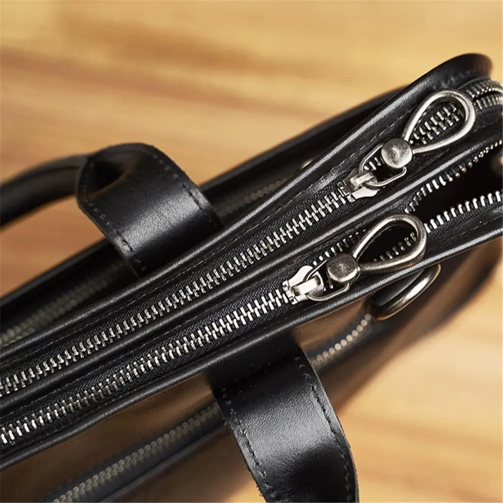 Genuine Leather Casual Men's Briefcase Tote Bag Men's Large Capacity Crossbody Bag for 15.6" Laptop Bag