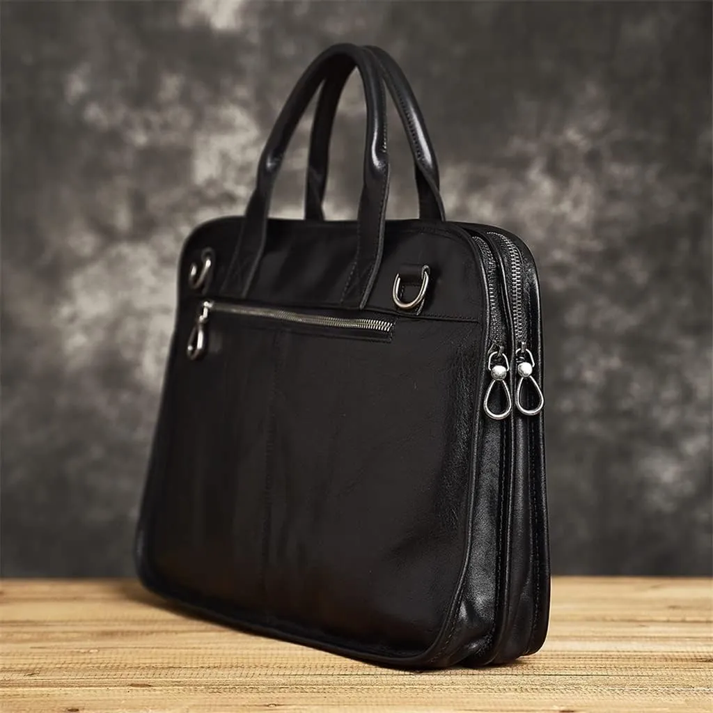 Genuine Leather Casual Men's Briefcase Tote Bag Men's Large Capacity Crossbody Bag for 15.6" Laptop Bag