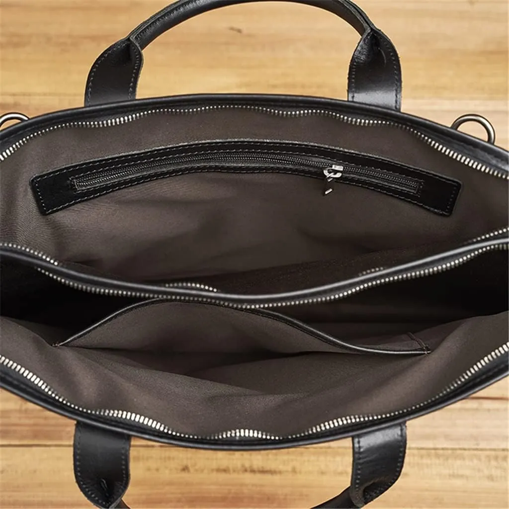 Genuine Leather Casual Men's Briefcase Tote Bag Men's Large Capacity Crossbody Bag for 15.6" Laptop Bag