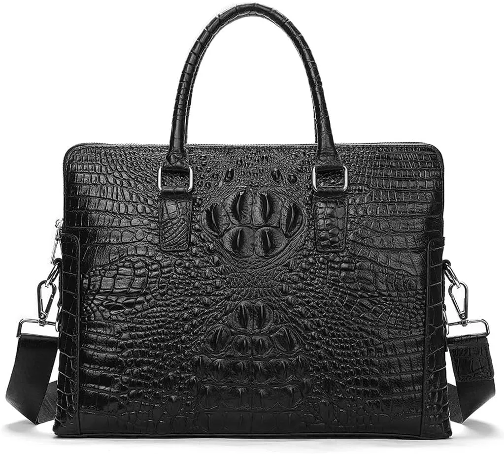 Genuine Leather Laptop Work Bag Multi Compartments Fashion Messenger Bag Sturdy File Satchel Bag for Men