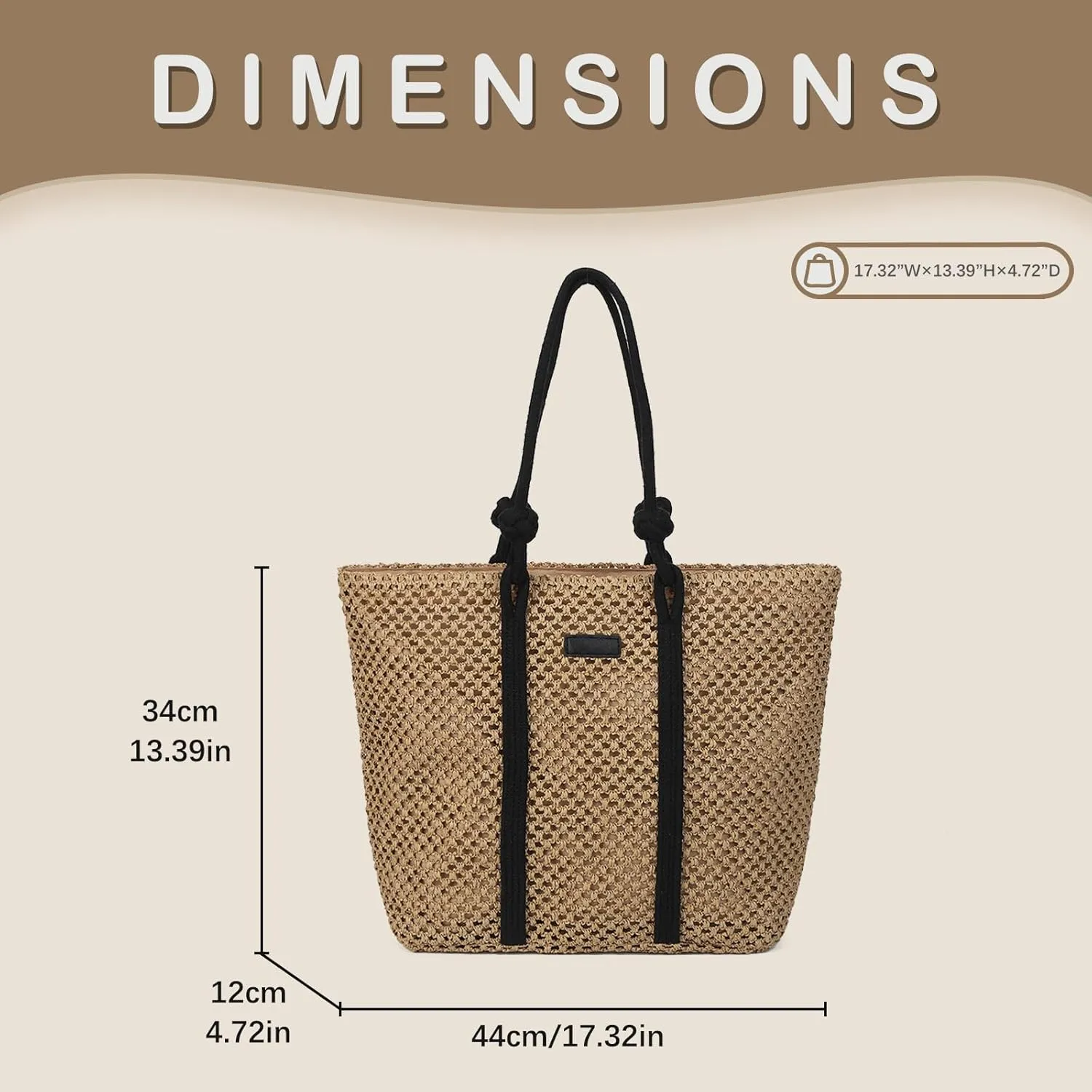 Gladdon Straw Tote Bag Beach Accessories for Women Vacation Woven Large Shoulder Purses