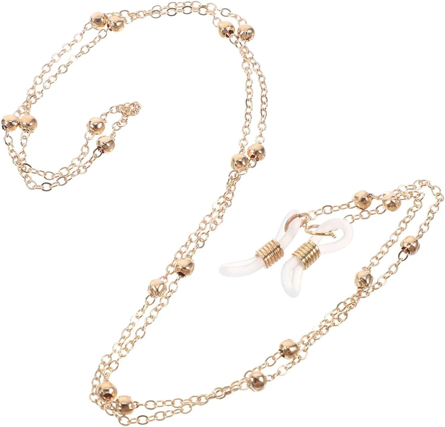 Golden Eyeglasses Strap for Women Fashionable Beaded Eyewear Chain - Holder for Neck for Sports Daily Use Stylish Cord and Necklace