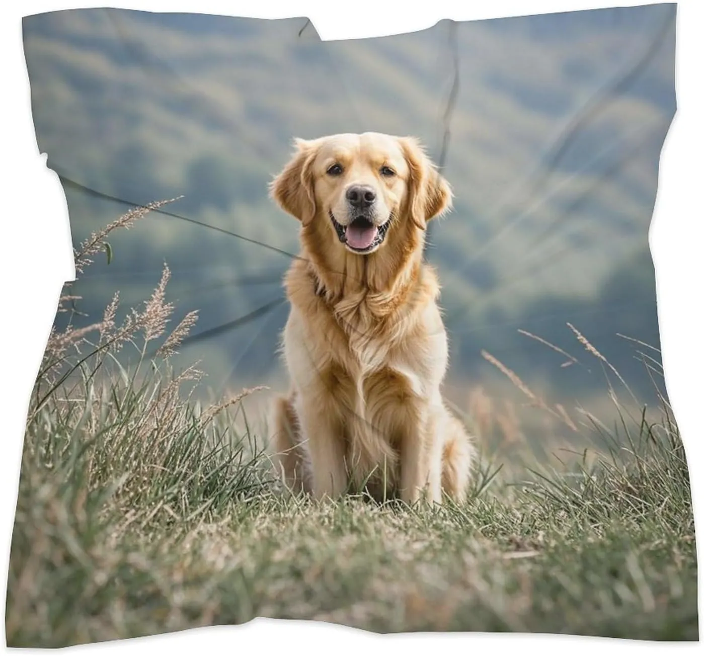 Golden Retriever Dog Head Scarf Like Silk Scarf Lightweight Fashion Satin Hair Bandanas for Women Boho Headscarf Hair Wrap Bandana Headband Handkerchief Silk Scarves for Bag Purse Neck 18 Inch