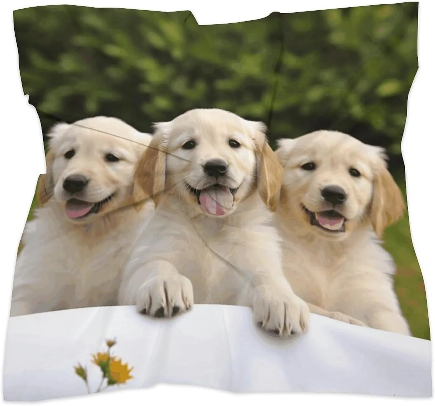 Golden Retriever Puppies Head Scarf Like Silk Scarf Lightweight Fashion Satin Hair Bandanas for Women Boho Headscarf Hair Wrap Bandana Headband Handkerchief Silk Scarves for Bag Purse Neck 18 Inch