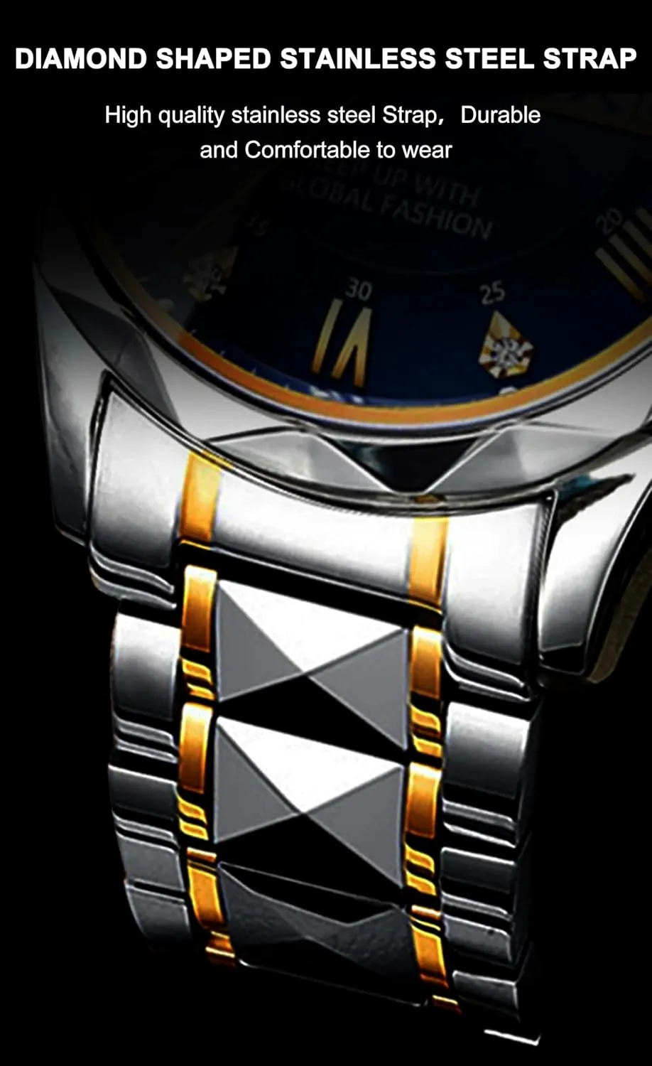 Gosasa Luxury Men Watches Business Waterproof Luminous Date Week Quartz Men's Watch Stainless Steel Classic Men Wrist Watch
