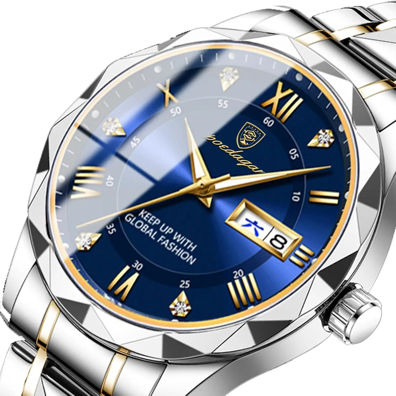 Gosasa Luxury Men Watches Business Waterproof Luminous Date Week Quartz Men's Watch Stainless Steel Classic Men Wrist Watch