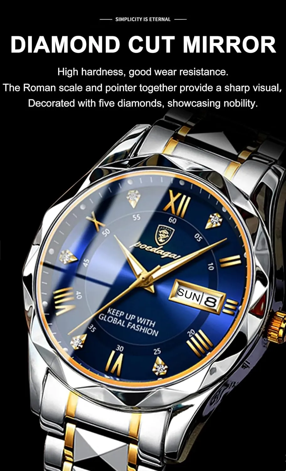Gosasa Luxury Men Watches Business Waterproof Luminous Date Week Quartz Men's Watch Stainless Steel Classic Men Wrist Watch