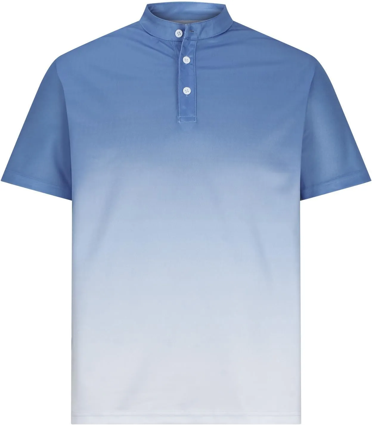 Gradient Color Business Henley Shirts for Men Slim Fit Short Sleeve Stretch Tee Tops Button Down Summer Blouse