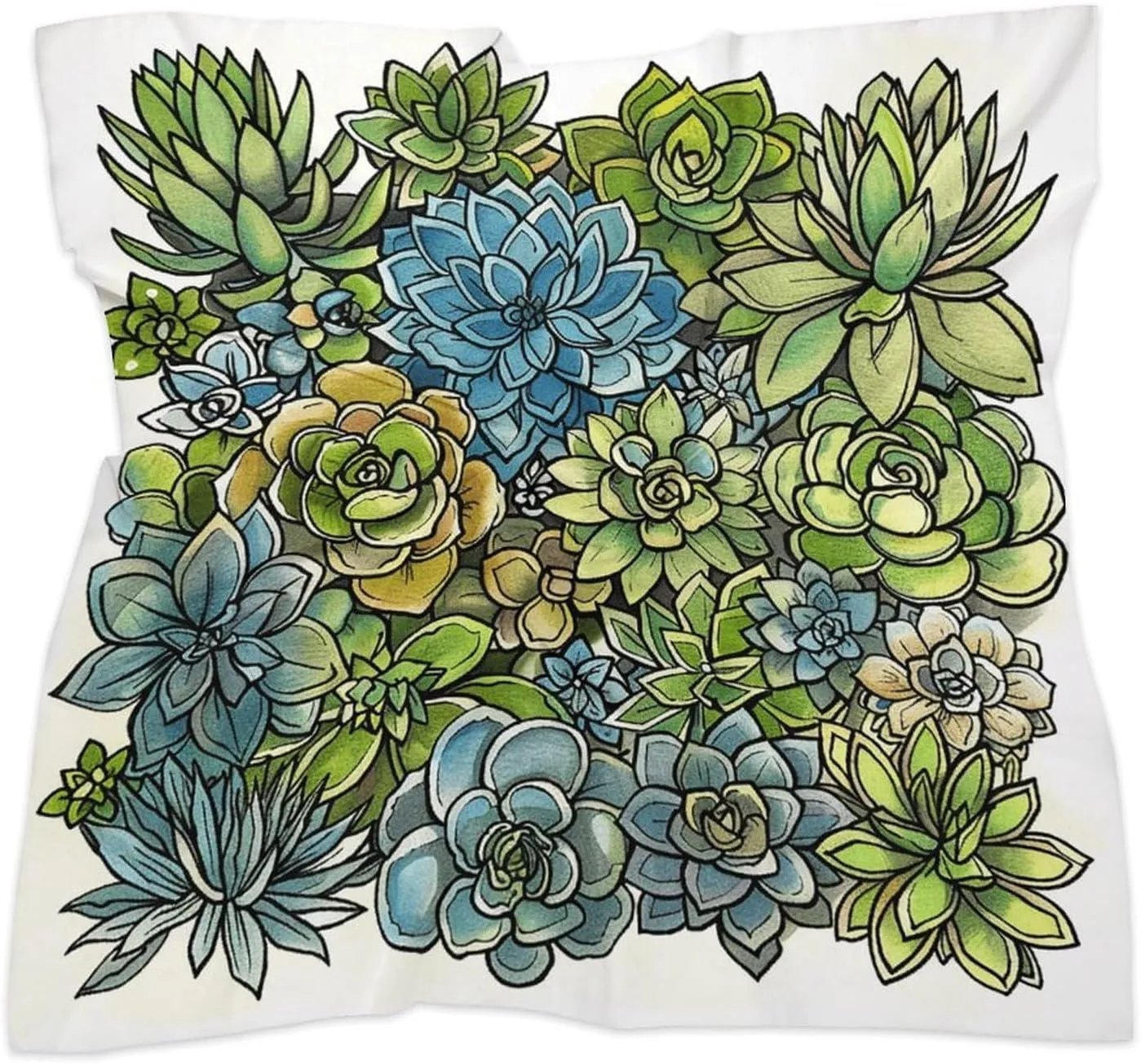 Green Succulent Picture Head Scarf Like Silk Scarf Lightweight Fashion Satin Hair Bandanas for Women Boho Headscarf Hair Wrap Bandana Headband Handkerchief Silk Scarves for Bag Purse Neck 18 Inch