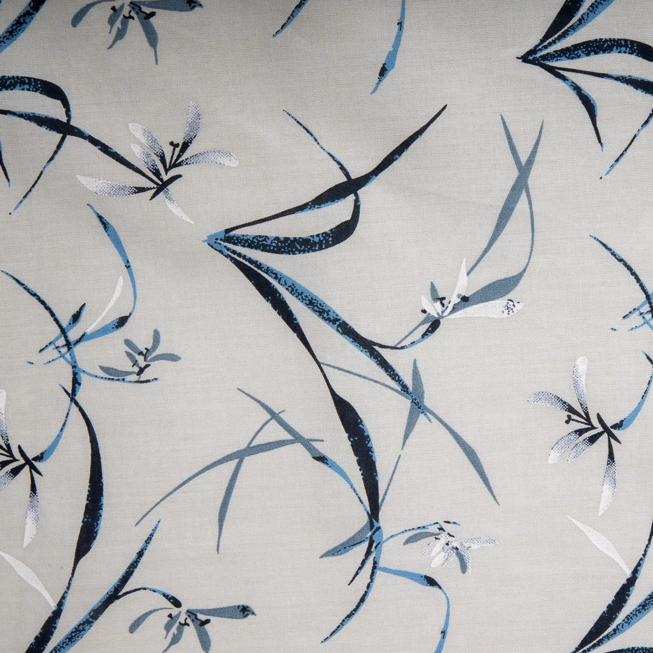 Grey Floral Print Cotton Fabric
