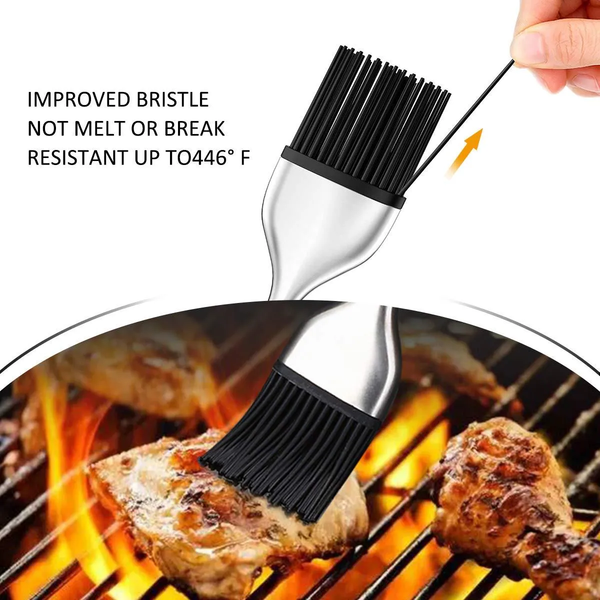 Grilling BBQ Stainless Steel Brushes with Back up Silicone Brush Heads