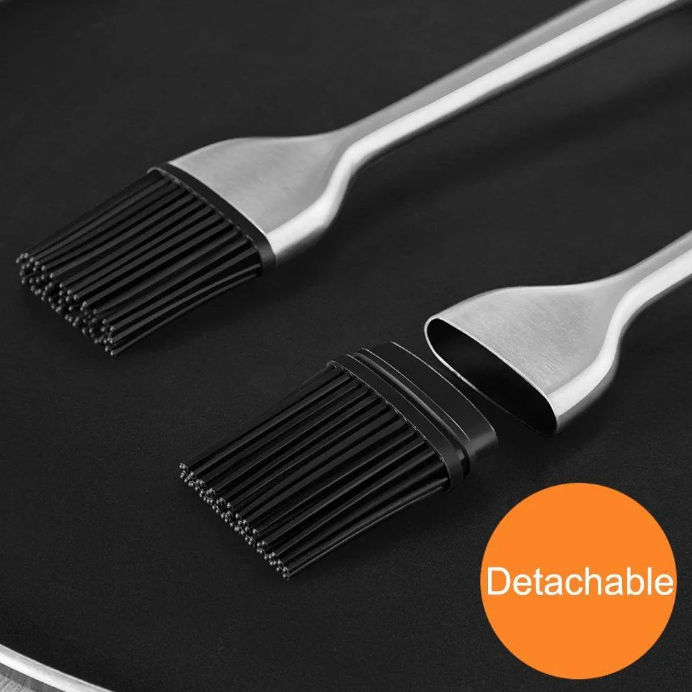 Grilling BBQ Stainless Steel Brushes with Back up Silicone Brush Heads