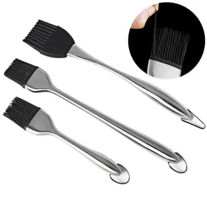 Grilling BBQ Stainless Steel Brushes with Back up Silicone Brush Heads
