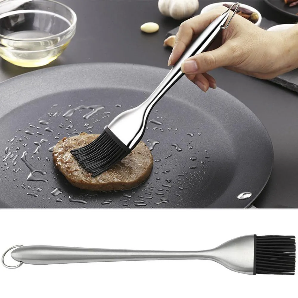 Grilling BBQ Stainless Steel Brushes with Back up Silicone Brush Heads