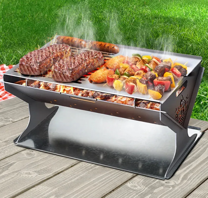 Grillz Portable Camping Fire Pit and BBQ