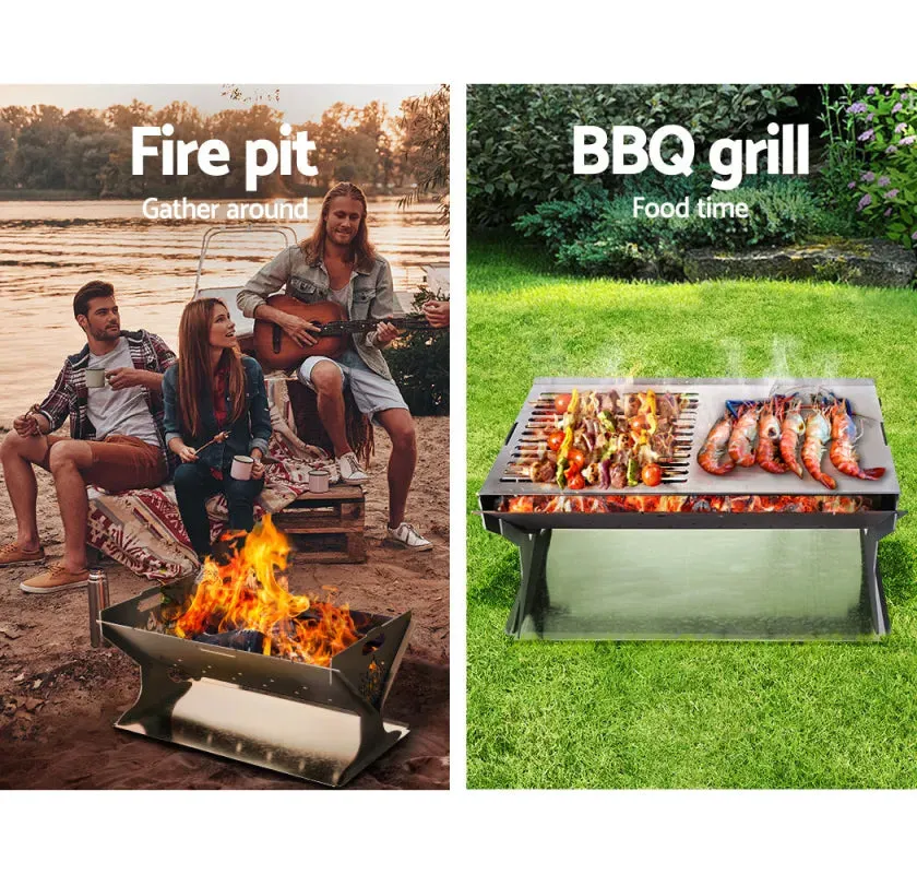 Grillz Portable Camping Fire Pit and BBQ