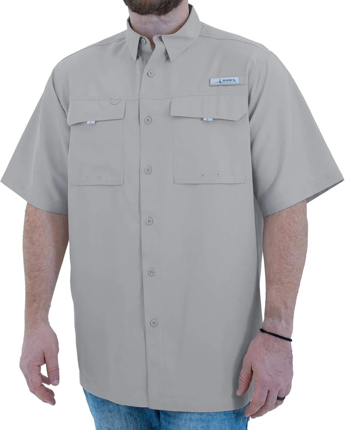 HABIT Mens Fourche Mountain Short Sleeve River Guide Fishing Shirt - UPF 40  UV Protection