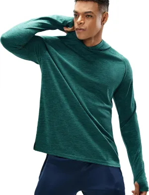 Haimont Men's Sun Hoodie Long Sleeve UPF 50  UV Protection Fishing Shirt Lightweight Quick Dry Athletic with Thumbholes
