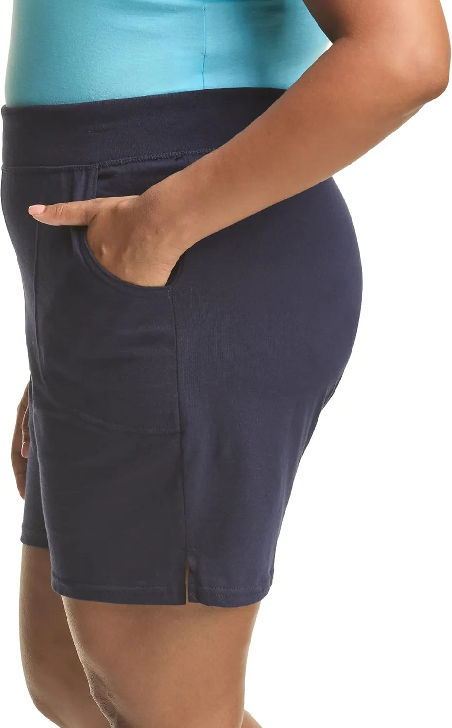 Hanes Women's Just My Size Cotton Jersey Shorts, Plus Size Pull-on Gym Shorts, 7 inches Inseam