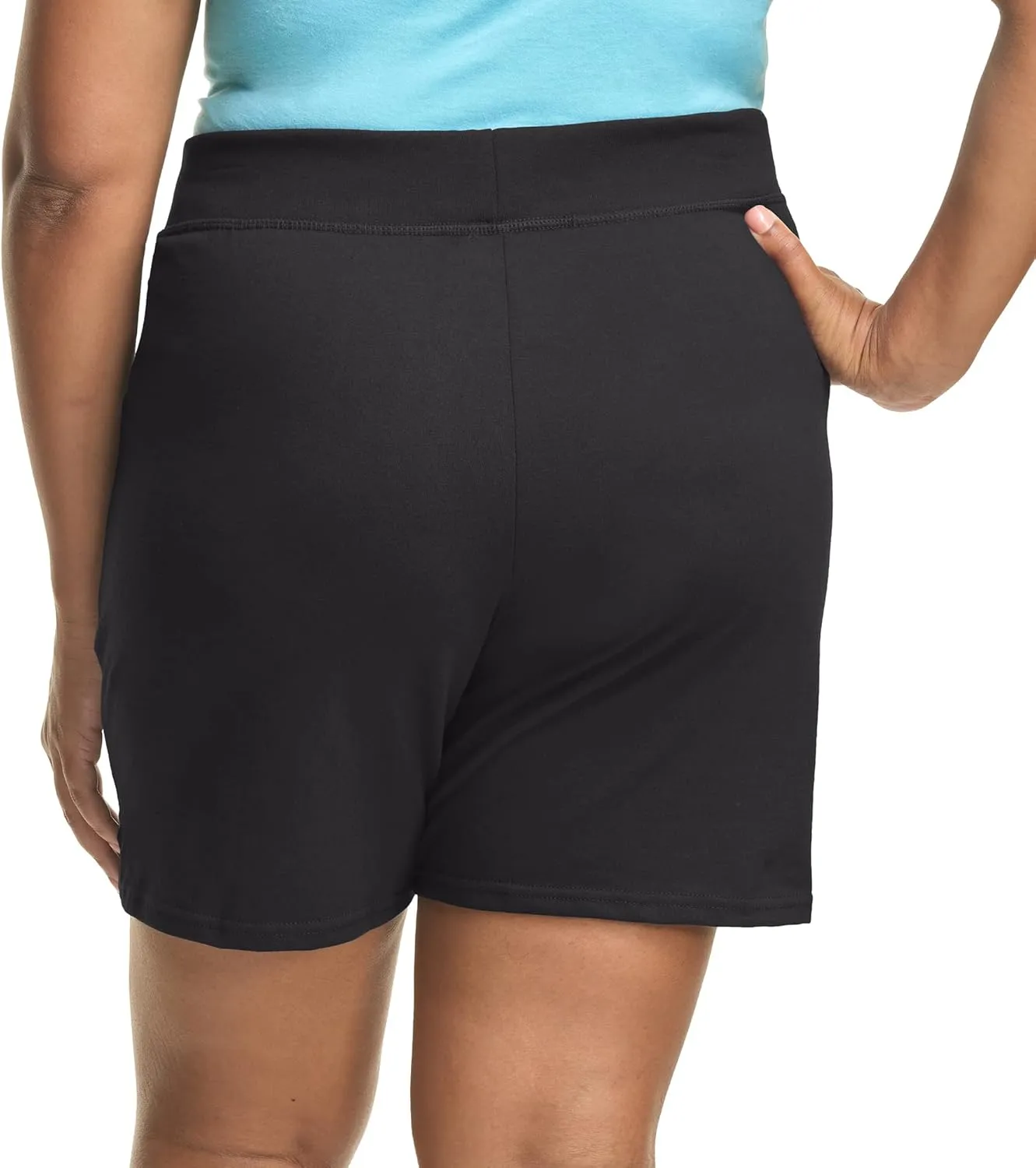 Hanes Women's Just My Size Cotton Jersey Shorts, Plus Size Pull-on Gym Shorts, 7 inches Inseam