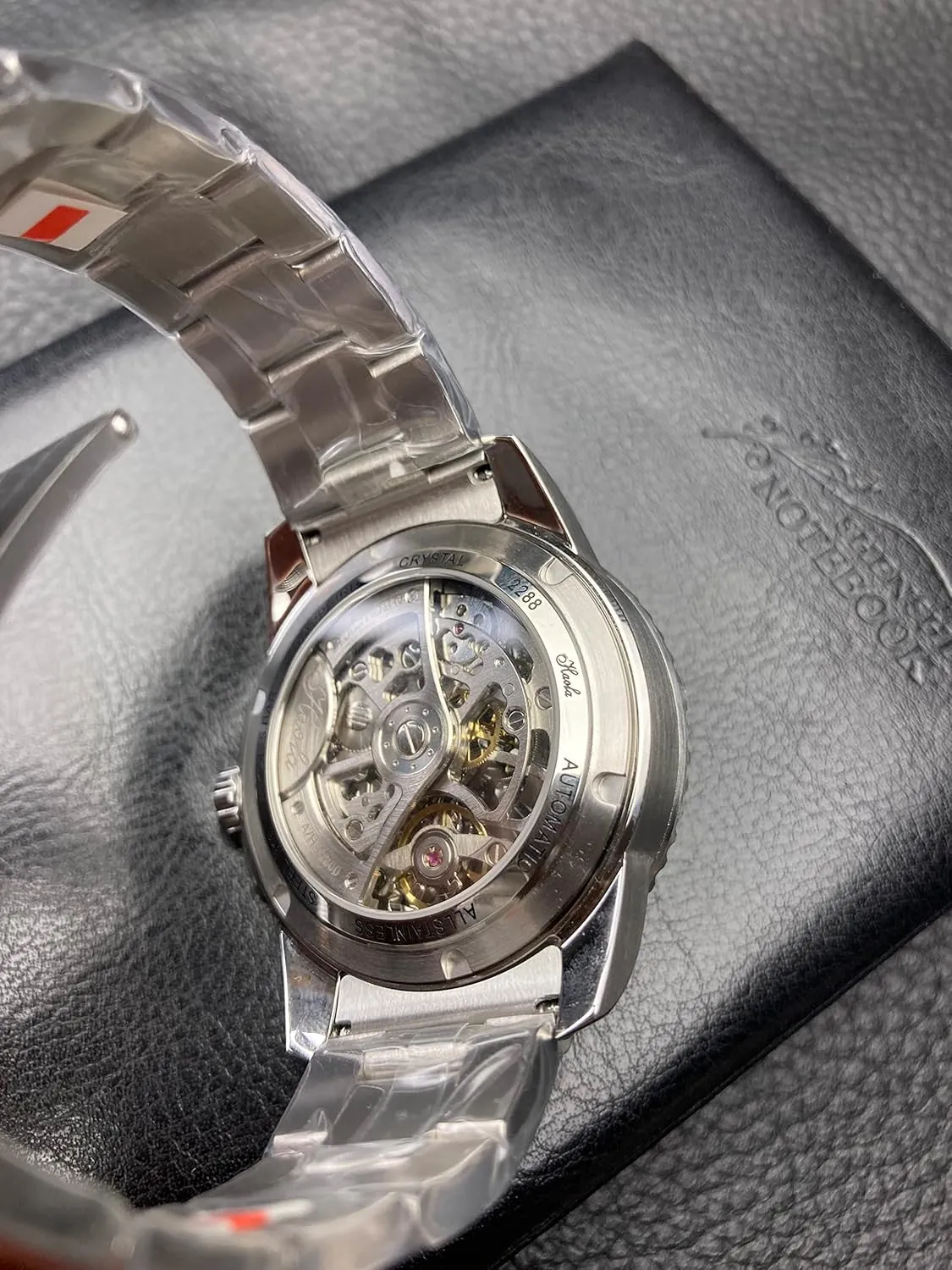 Haofa Men's Mechanical Watch Hollow Automatic Mechanical Watch Luminous Waterproof Sapphire Trend Watch with Steel Strap Simple Business Casual Watch for Men