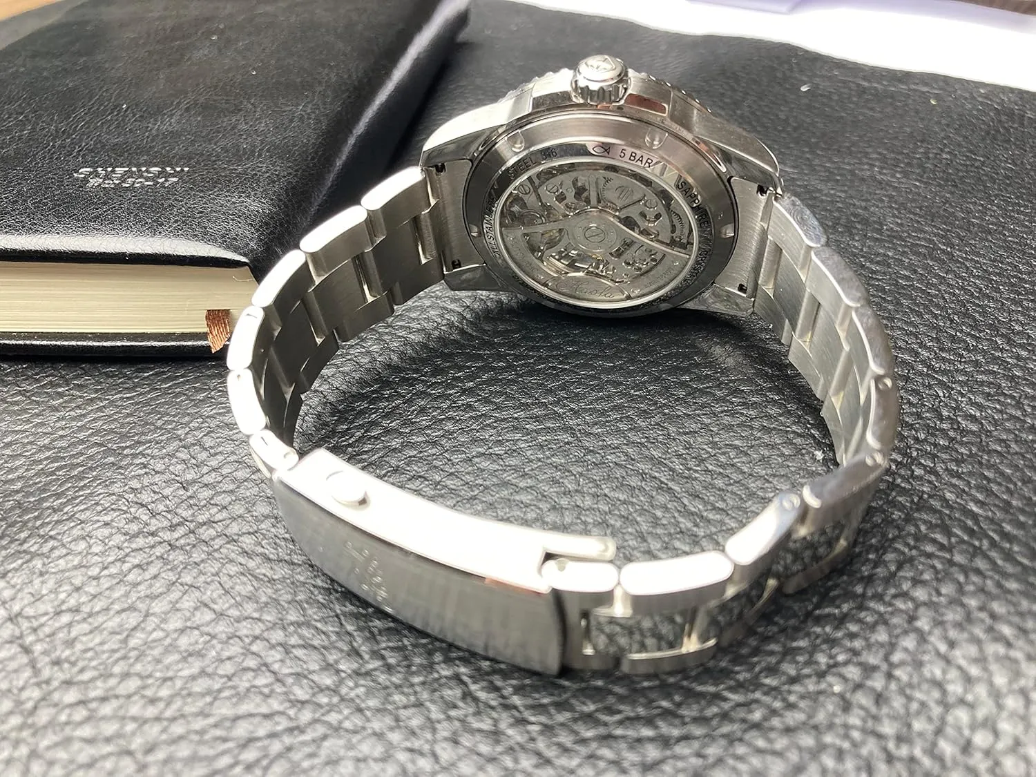 Haofa Men's Mechanical Watch Hollow Automatic Mechanical Watch Luminous Waterproof Sapphire Trend Watch with Steel Strap Simple Business Casual Watch for Men