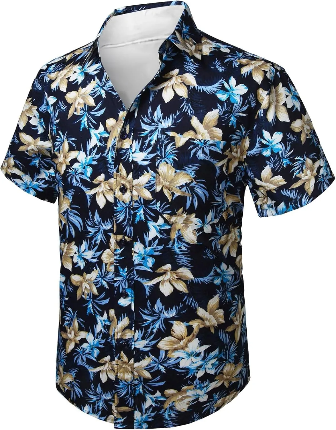 Hawaiian Shirt for Men Short Sleeve Button Down Linen Shirts Lightweight Loose Vacation Clothes Aloha