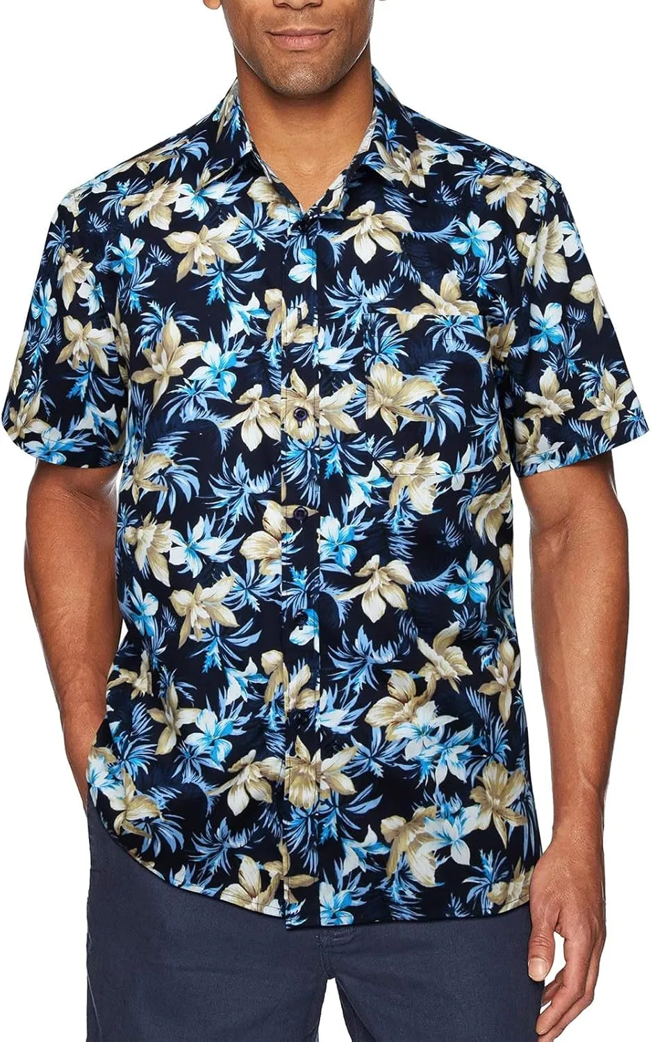 Hawaiian Shirt for Men Short Sleeve Button Down Linen Shirts Lightweight Loose Vacation Clothes Aloha